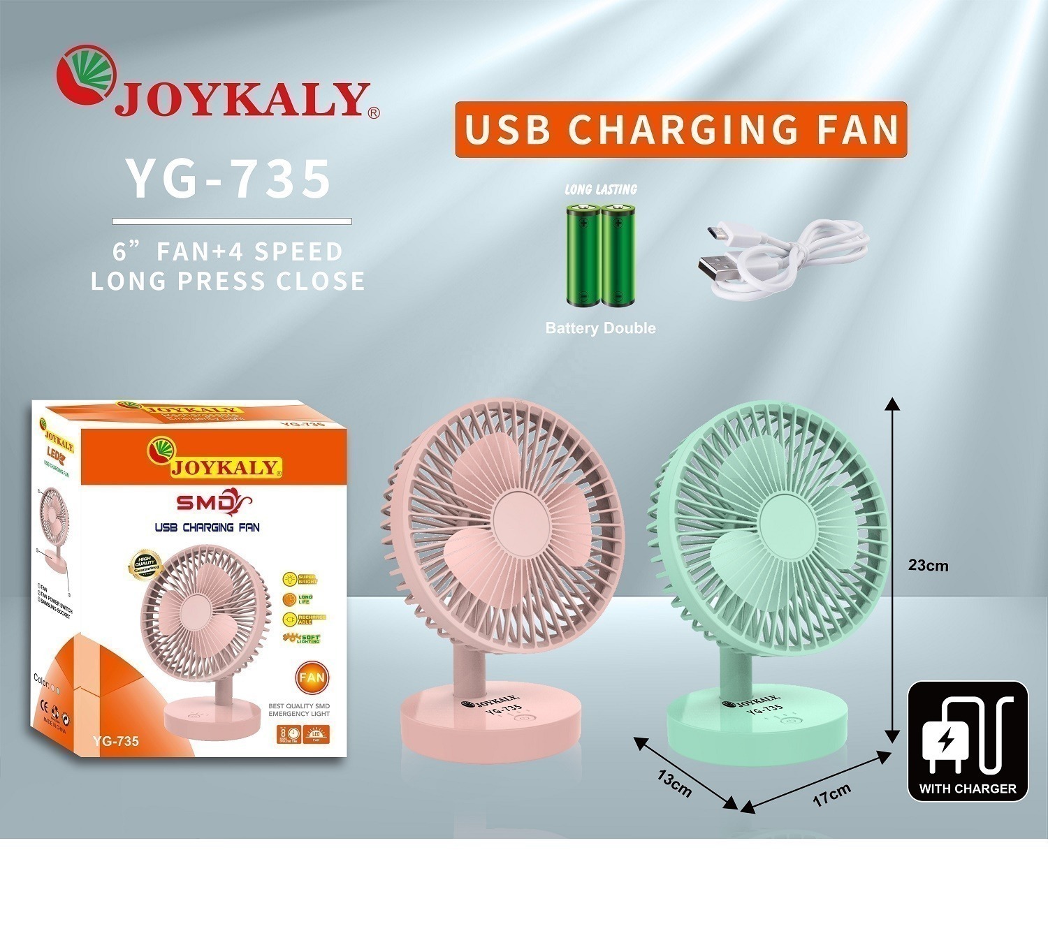 Joykaly YG-735 Rechargeable Fan