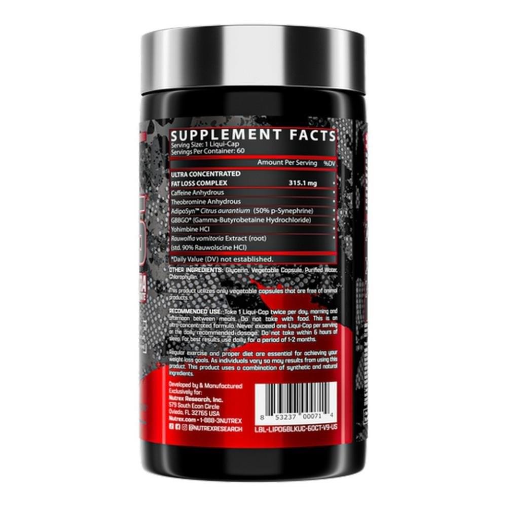Nutrex Research Lipo-6 Black Ultra Concentrate | Thermogenic Energizing Fat Burner Supplement, Increase Weight Loss, Energy & Intense Focus | 60cap - Image 2