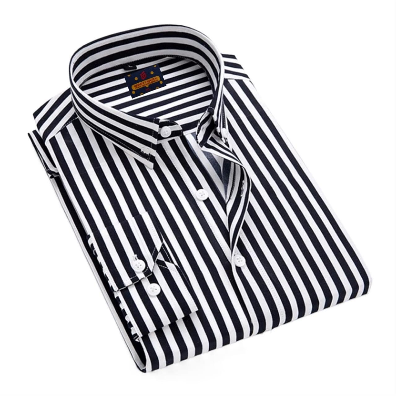 Men's long sleeve stripe / print shirt - Image 1