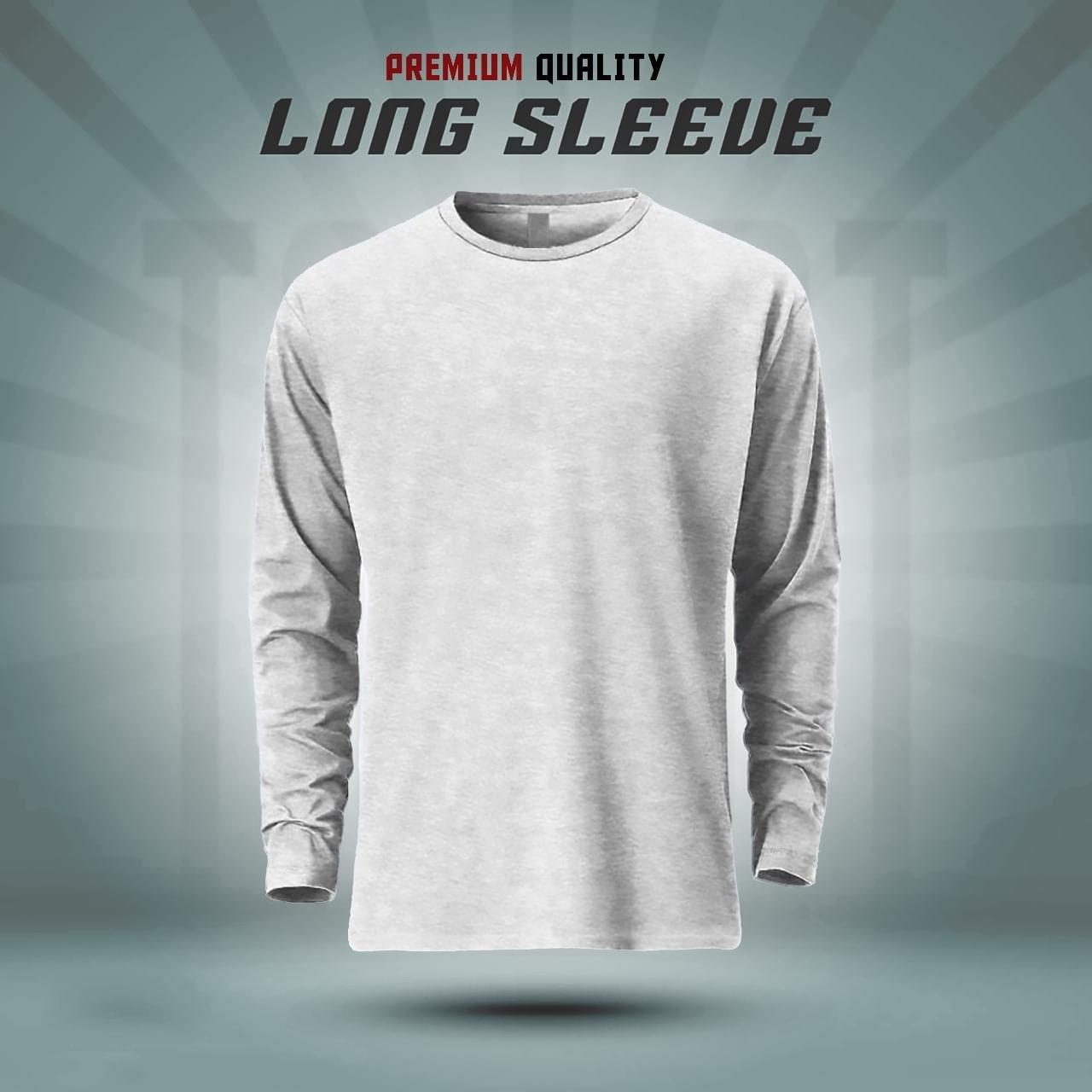 Men's Full Sleeve Solid T-Shirt- Ash - Image 1