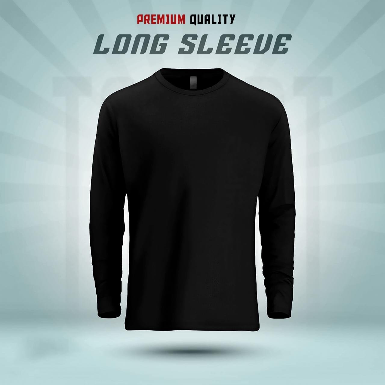 Men's Full Sleeve Solid T-Shirt- Black - Image 1