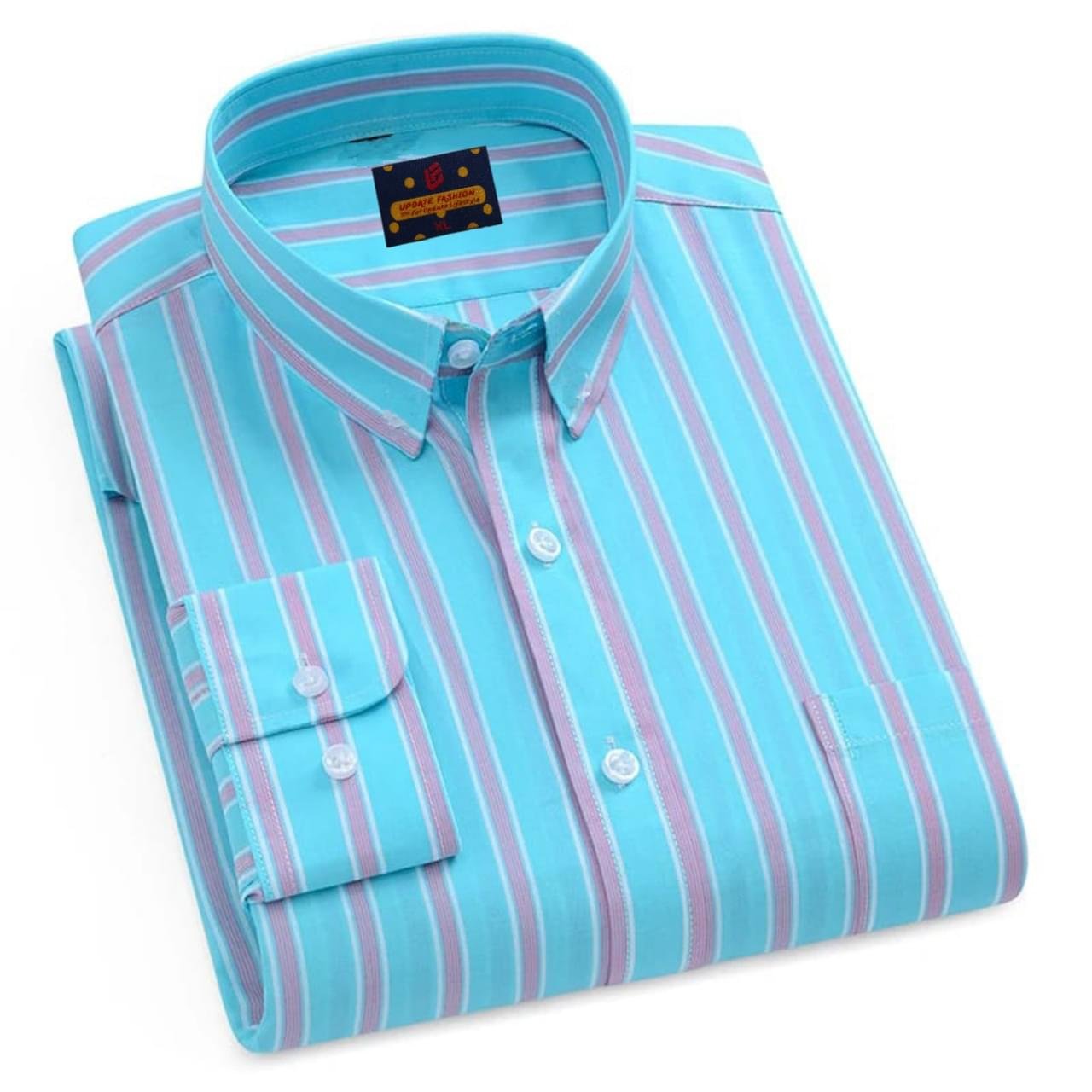 Men's long sleeve stripe / print shirt - Image 1