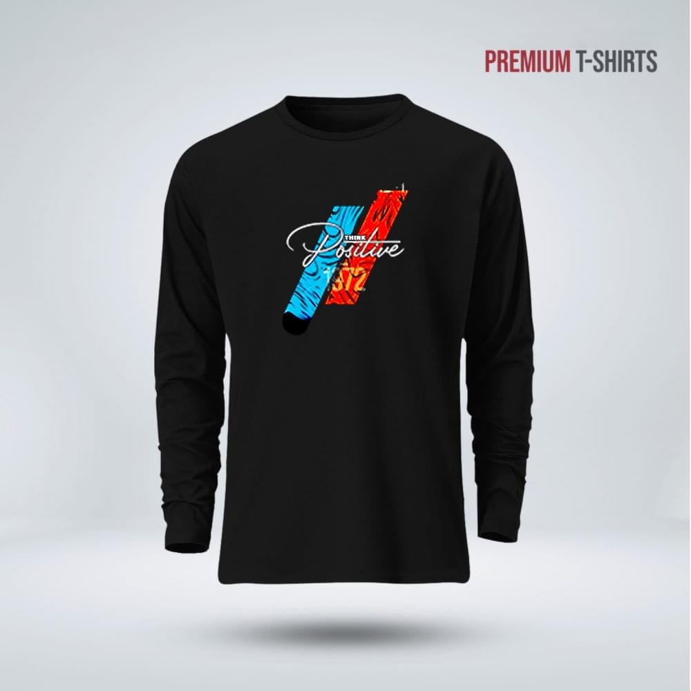 Men's Full Sleeve (Think Positive) T-Shirt - Image 1