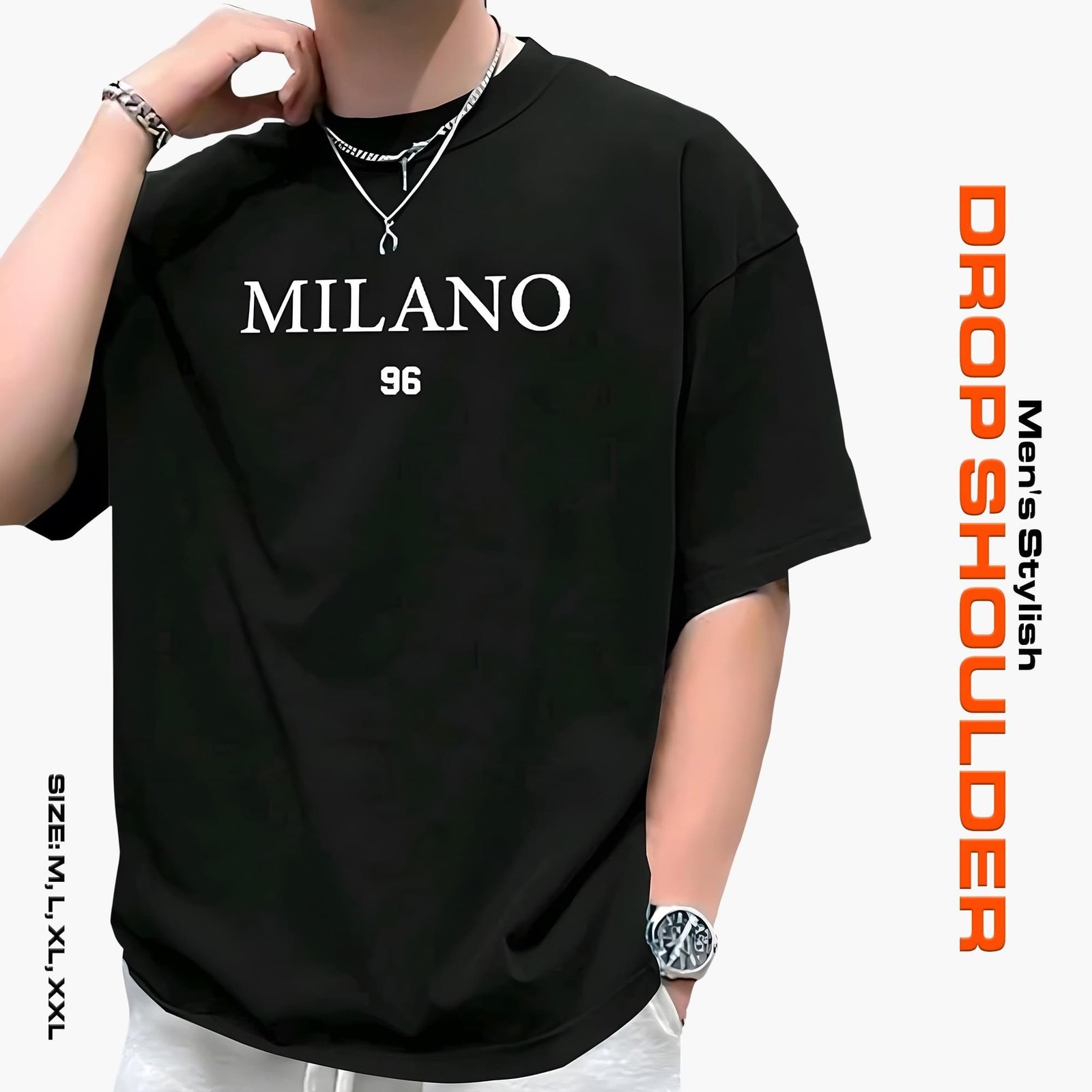 Men's Stylish Drop Shoulder- Milano Black - Image 1