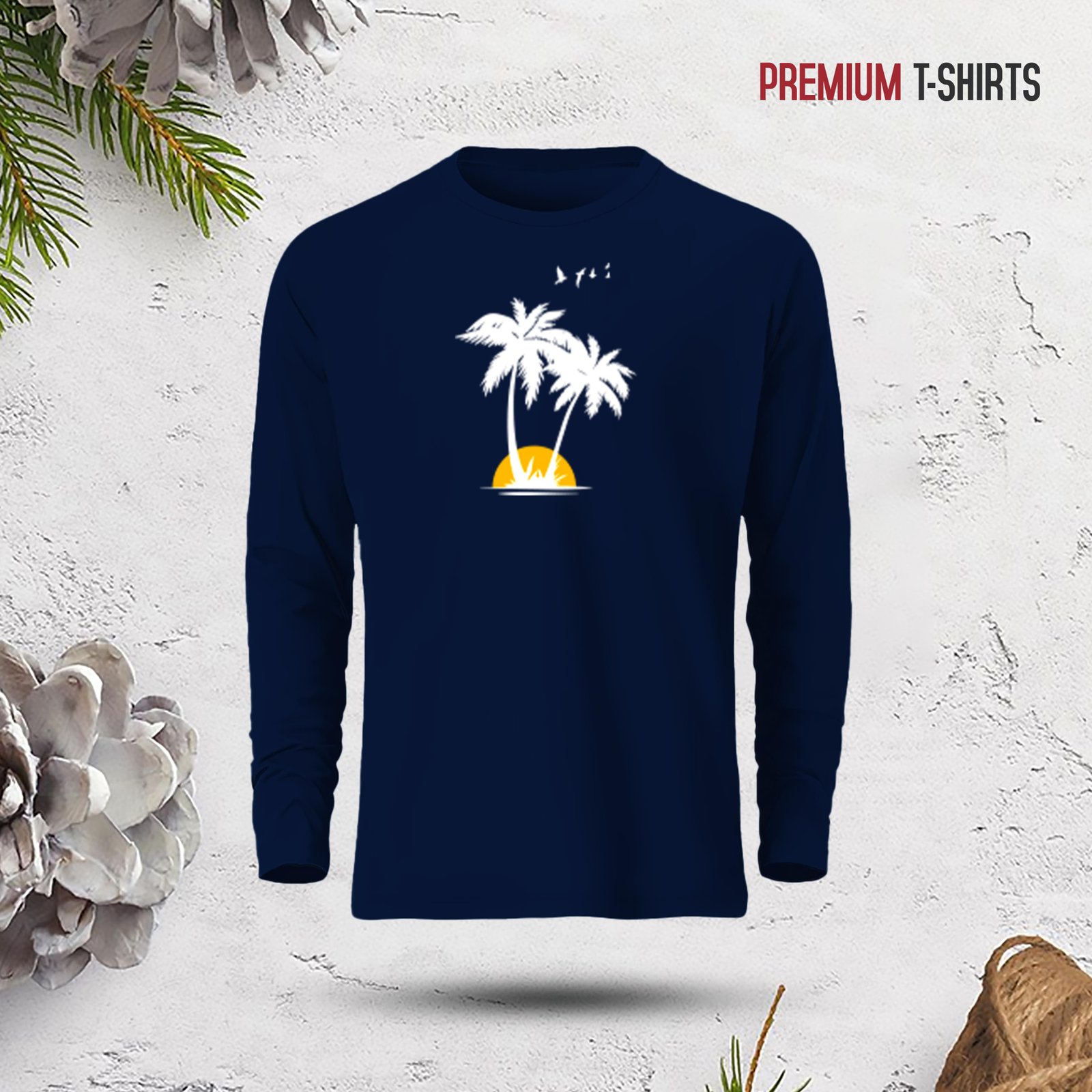 Men's Full Sleeve (Coconut Tree) T-Shirt - Image 1