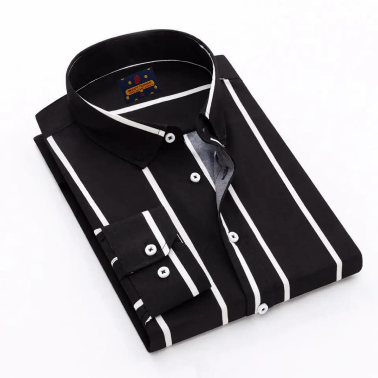 Men's long sleeve stripe / print shirt - Image 1