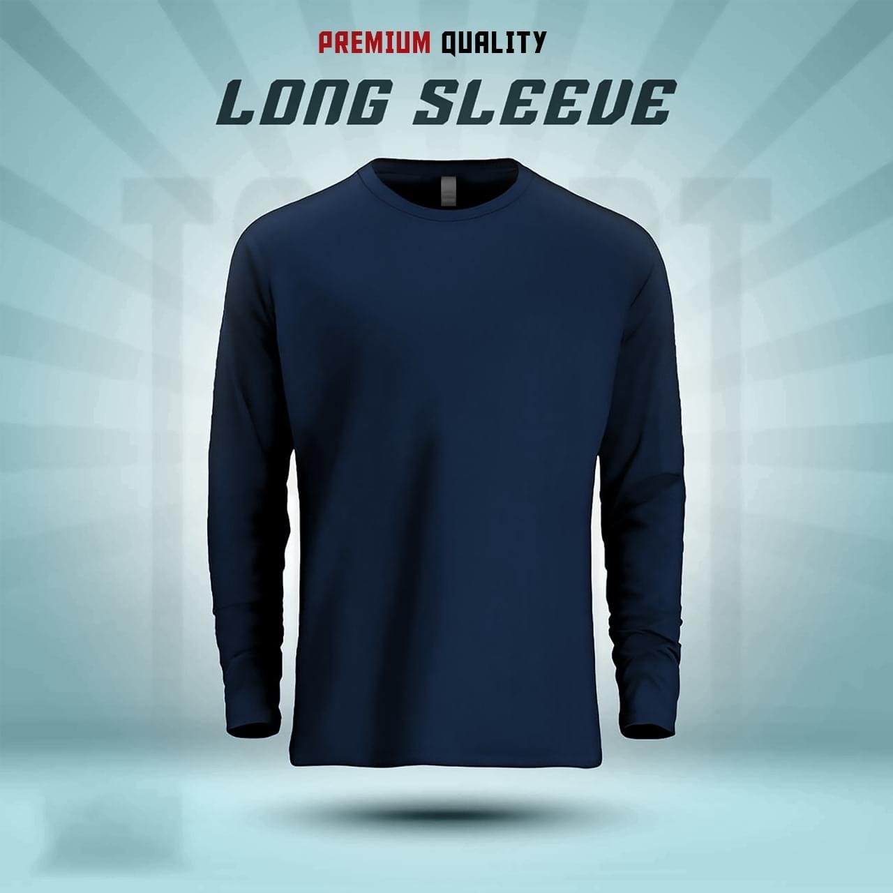 Men's Full Sleeve Solid T-Shirt- Navy - Image 1