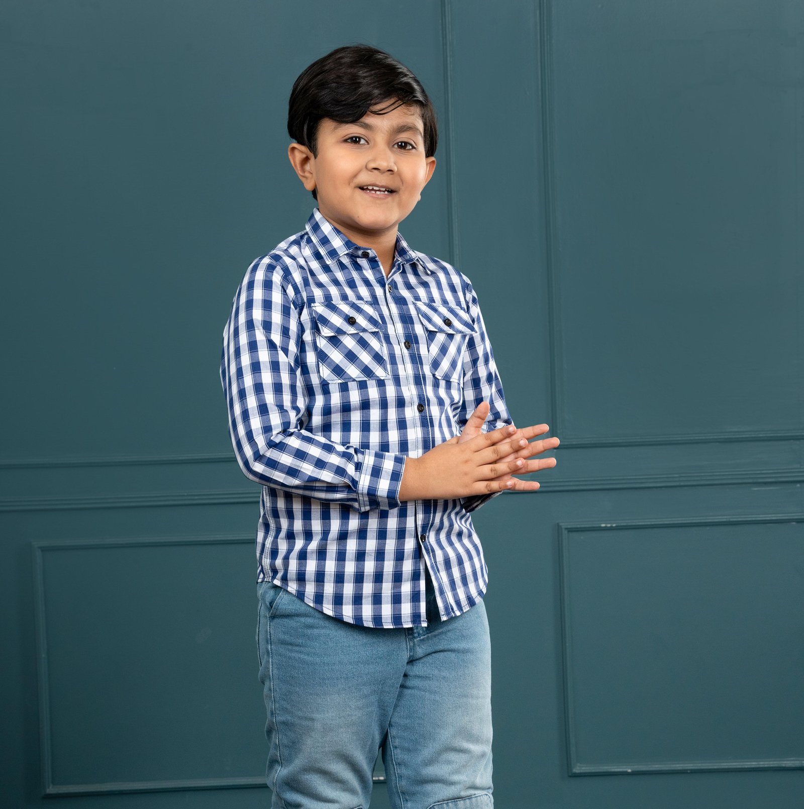 Boys long sleeve check shirt - Image 1
