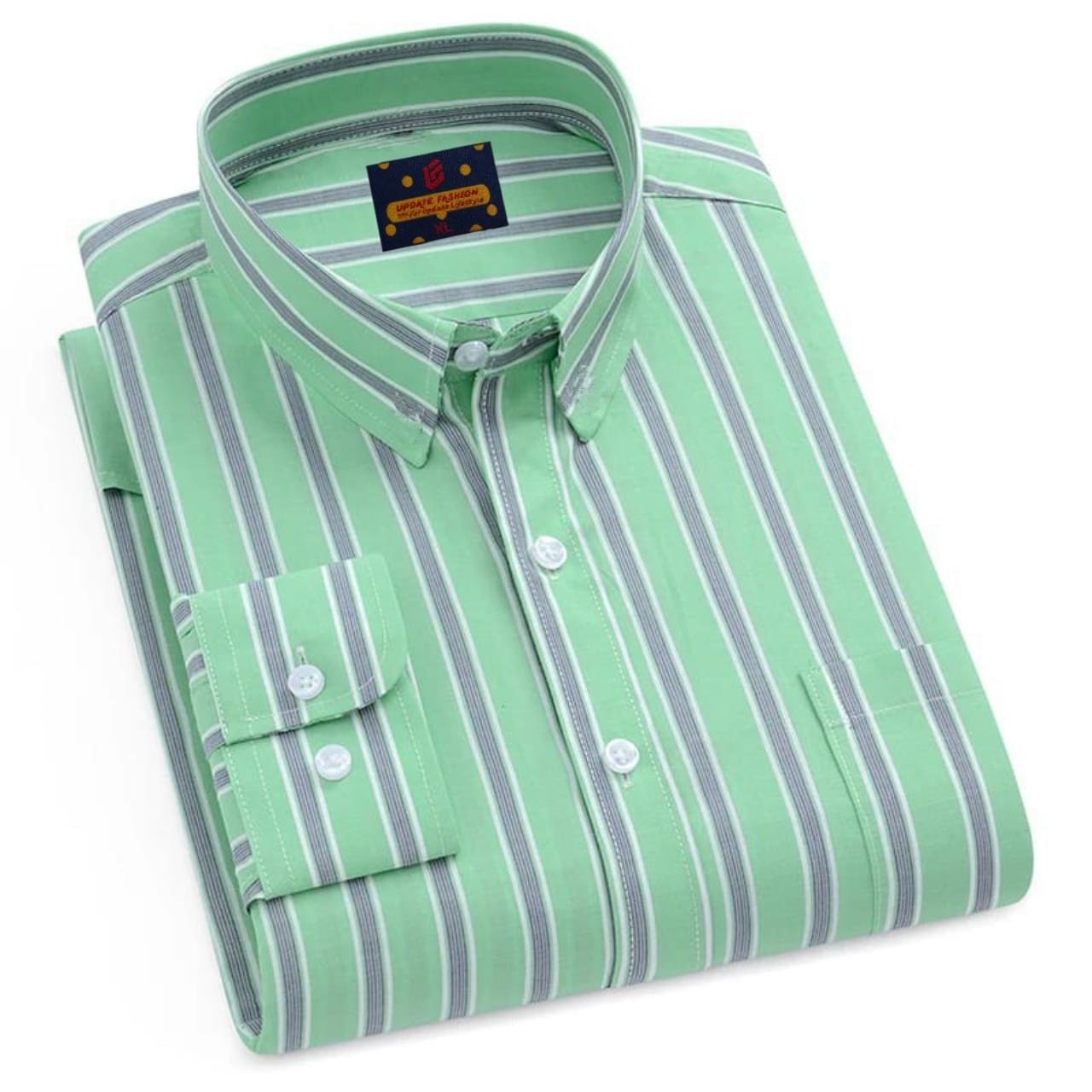 Men's long sleeve stripe / print shirt - Image 1