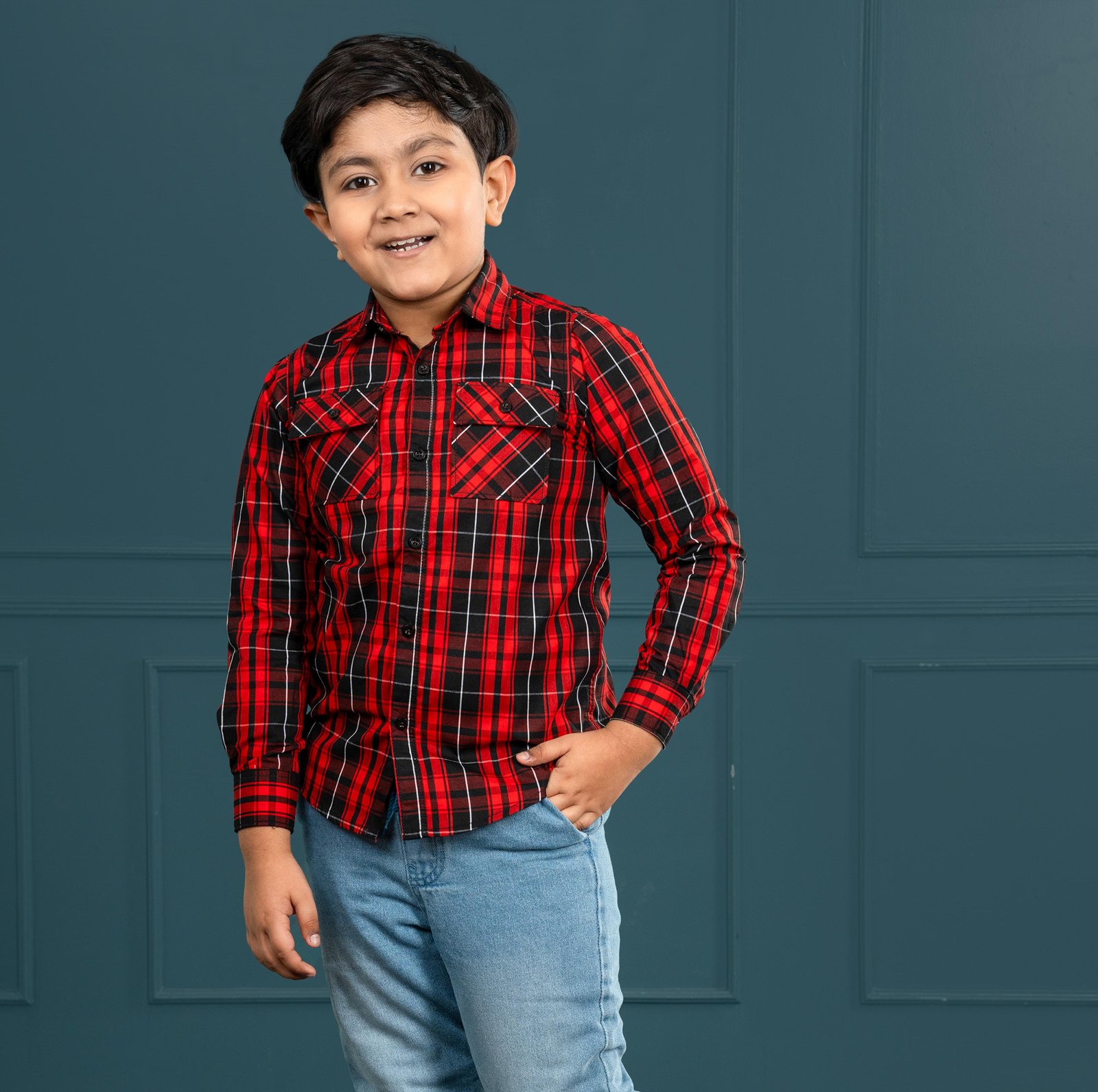 Boys long sleeve check shirt - Image 1