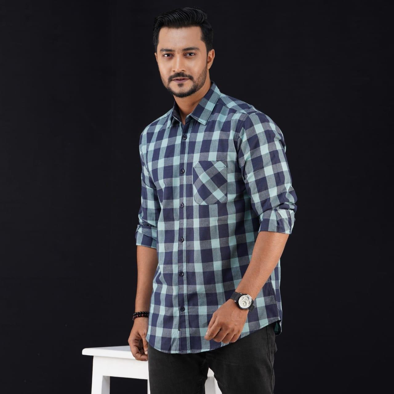 Cotton full Sleeve Check Shirt for Men's - Image 1
