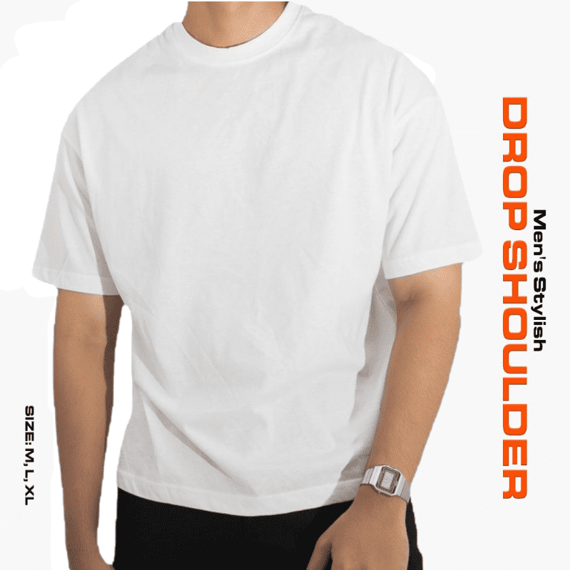 Men's Stylish Drop Shoulder-White - Image 1