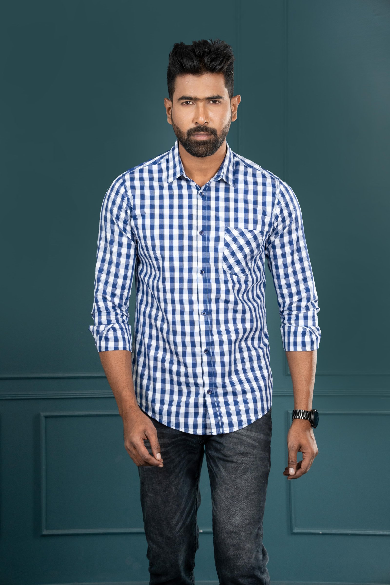 Men's long sleeve check shirt - Image 1