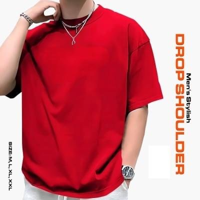 Men's Stylish Drop Shoulder-Red - Image 1